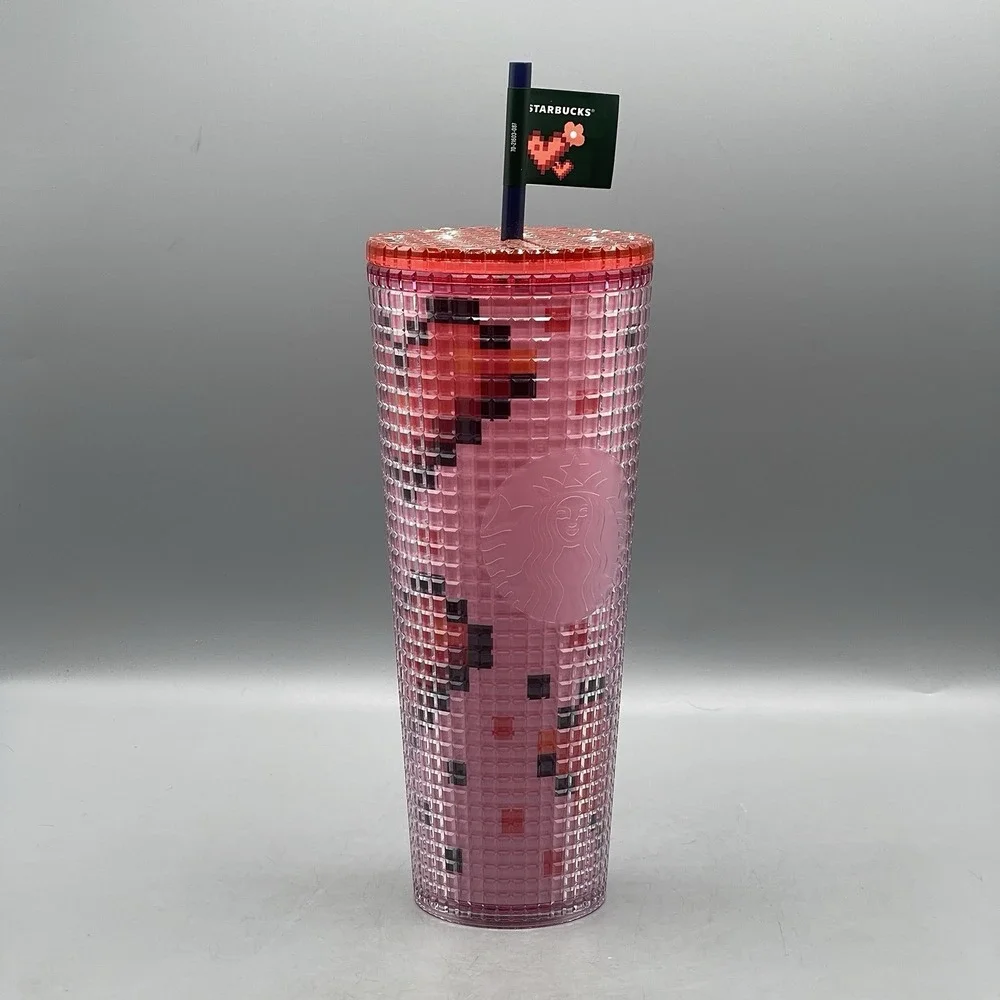 Starbucks Valentine's Cold Cup 2025 8 Bit Hearts‎ 24oz Love Heart